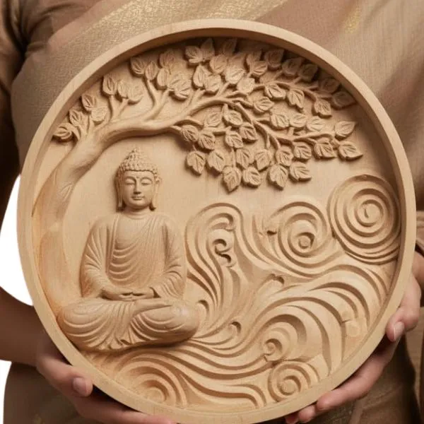Wood_Spiritual_Bodhi_Tree_Circular_3D_Carved_Buddha_Wall_Panel