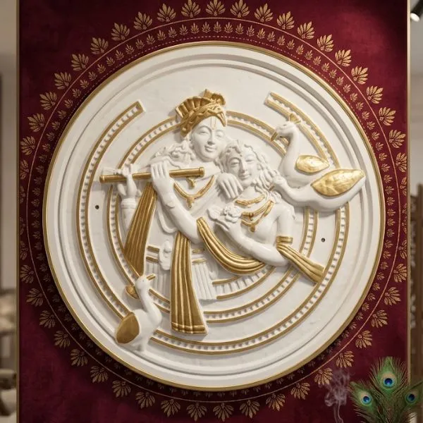 Polyresin_Spiritual_Krishna_Round_Wall_Hanging_Sculpture_Antique_Finish