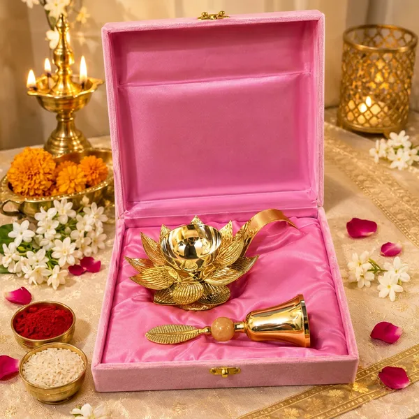 Brass_Festive_Lotus_Diya_Pooja_Bell_Gift_Set_Pink_Velvet_Box