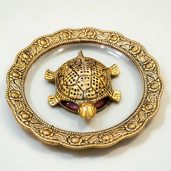 Glass_Metal_Feng_Shui_Golden_Tortoise_Swastik_Showpiece_With_Plate