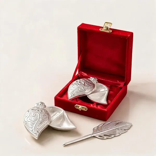 German_Silver_Festive_Peacock_Feather_Diya_Set_With_Gift_Box