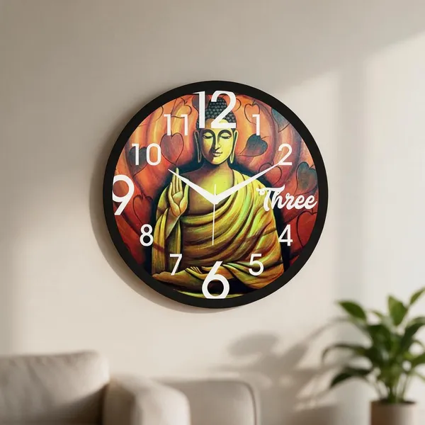 Plastic_Spiritual_Buddha_Floral_Print_Round_Analogue_Wall_Clock