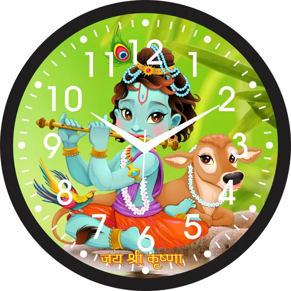 Religious_Krishna_Cow_Printed_Round_Wall_Clock