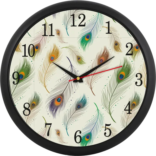 Decorative_Peacock_Feather_Print_Wall_Clock