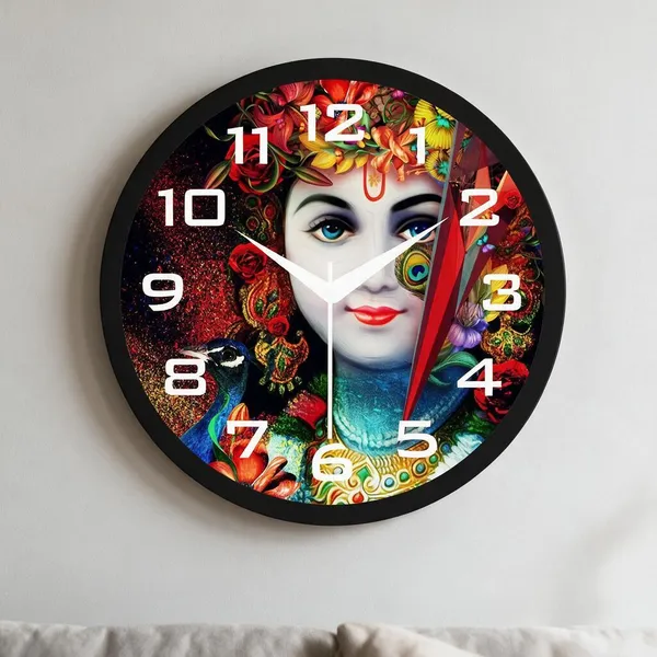 Plastic_Devotional_Floral_Peacock_Art_Print_Round_Analogue_Wall_Clock