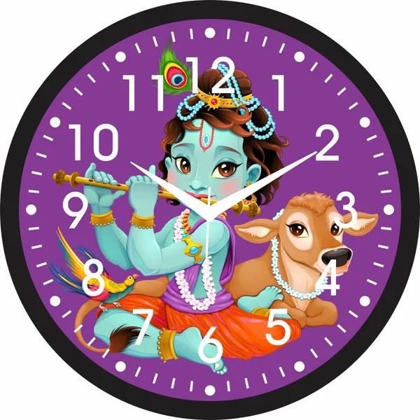 Krishna_Cow_Printed_Round_Wall_Clock