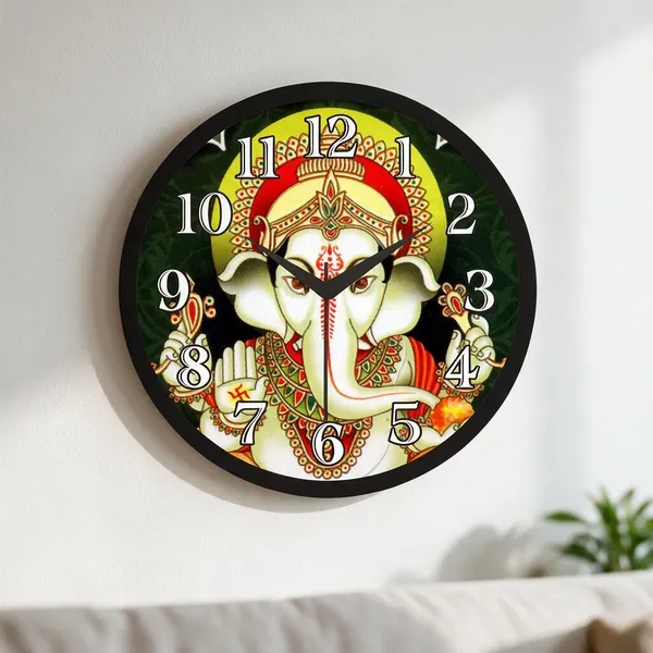 Plastic_Devotional_Ganesha_Print_Round_Analogue_Wall_Clock