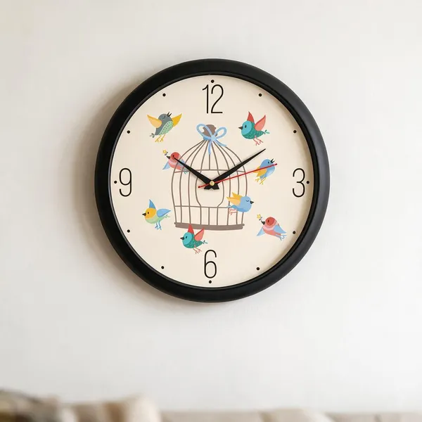 Plastic_Decorative_Bird_Cage_Print_Round_Analogue_Wall_Clock