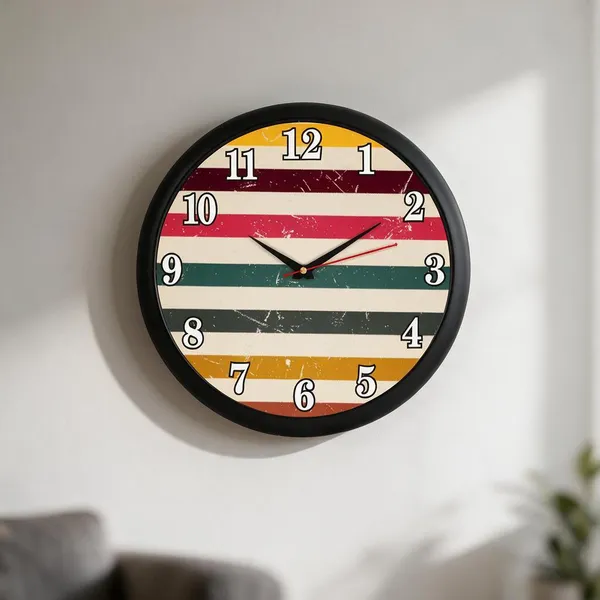 Plastic_Vintage_Multicolour_Striped_Analogue_Round_Wall_Clock