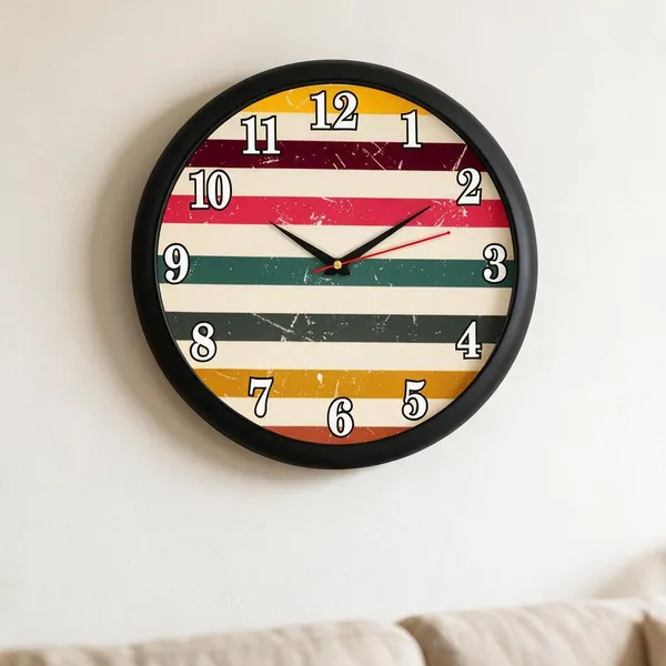 Plastic_Vintage_Multicolour_Striped_Analogue_Round_Wall_Clock