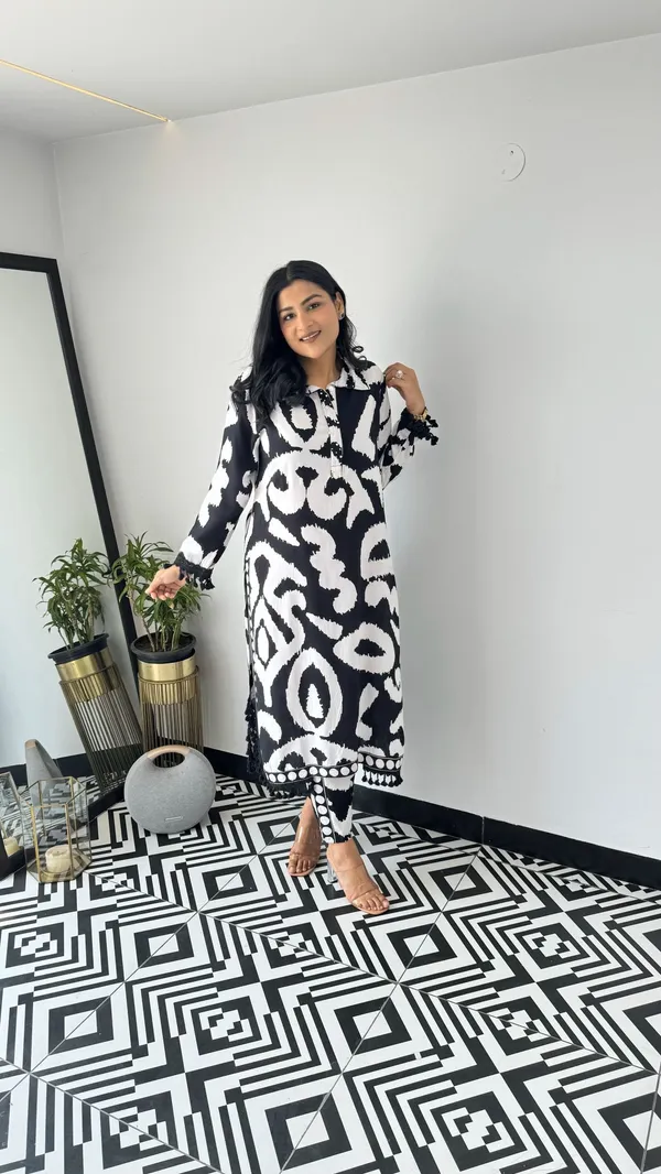 Paisley_Black_White_Kurta_Pants