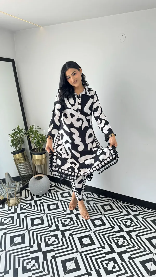 Paisley_Black_White_Kurta_Pants
