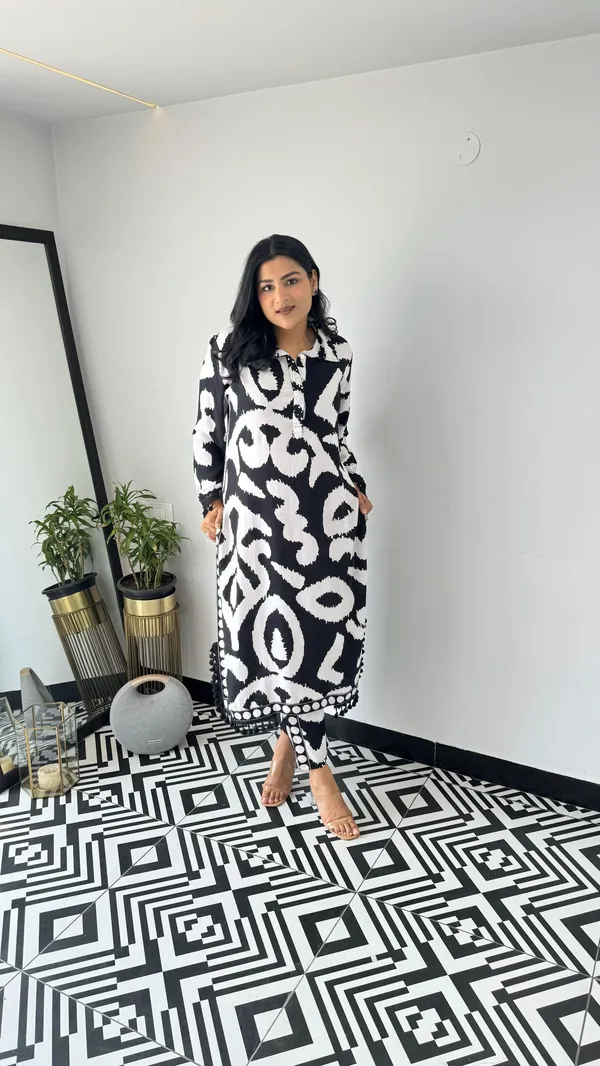 Paisley_Black_White_Kurta_Pants