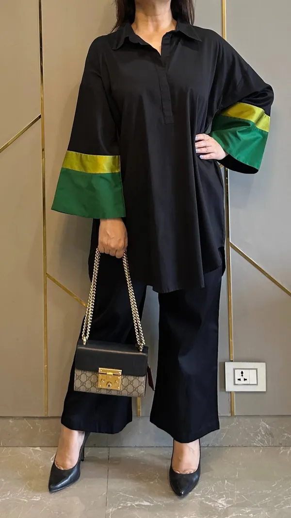 Black_And_Green_Colour_Block_Cotton_Co_Ord_Set