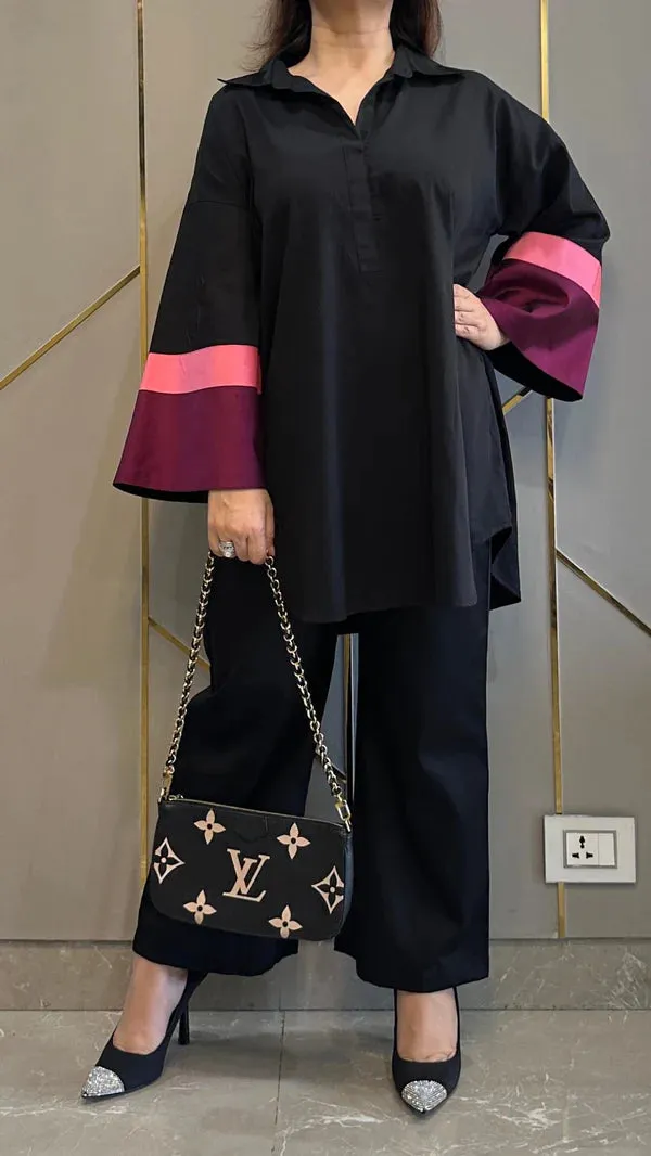 Black_And_Purple_Colour_Block_Cotton_Co_Ord_Set