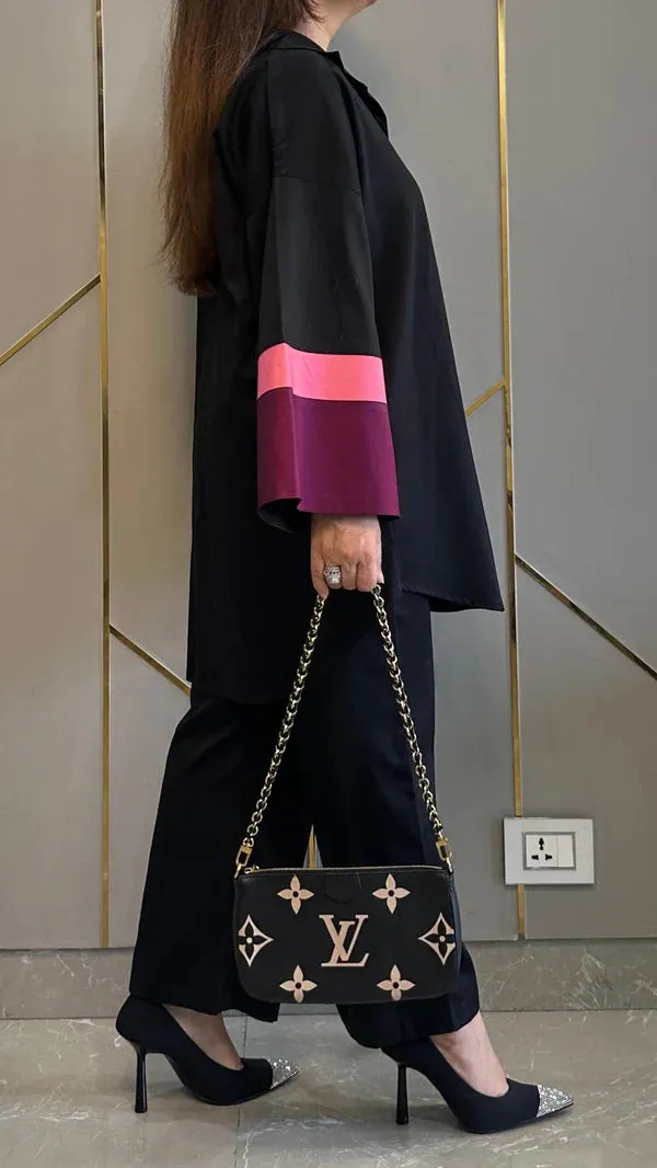 Black_And_Purple_Colour_Block_Cotton_Co_Ord_Set