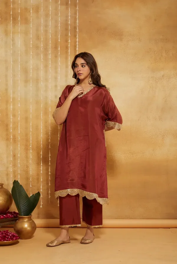Saba_Rust_Bloom_Tissue_Kaftan_Set