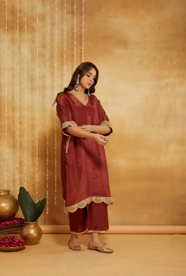 Saba_Rust_Bloom_Tissue_Kaftan_Set