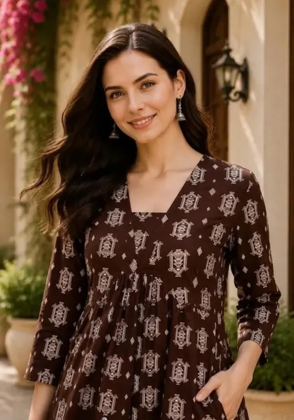 Brown_Printed_Cord_Set_For_Women