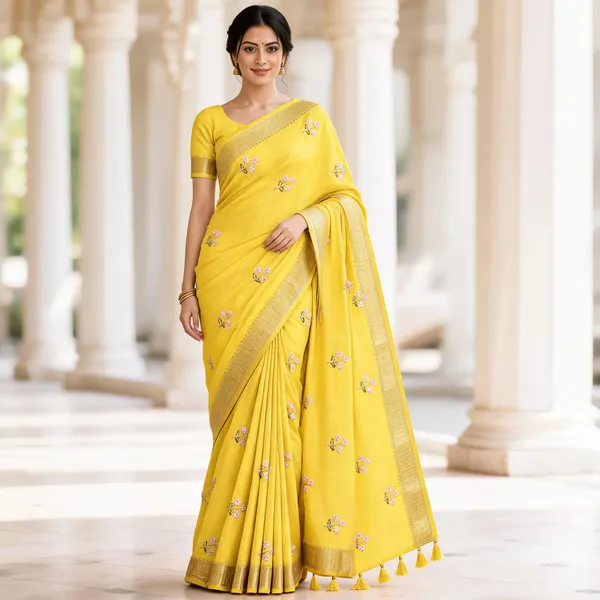 Yellow_Embroidered_Saree_For_Women