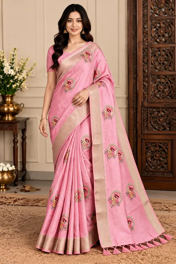 Pink_Silk_Saree_With_Floral_Motifs_For_Women