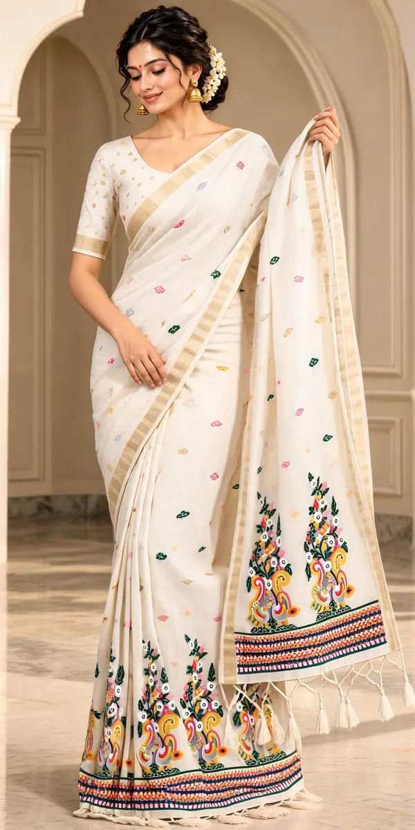 Cream_Printed_Saree_For_Women