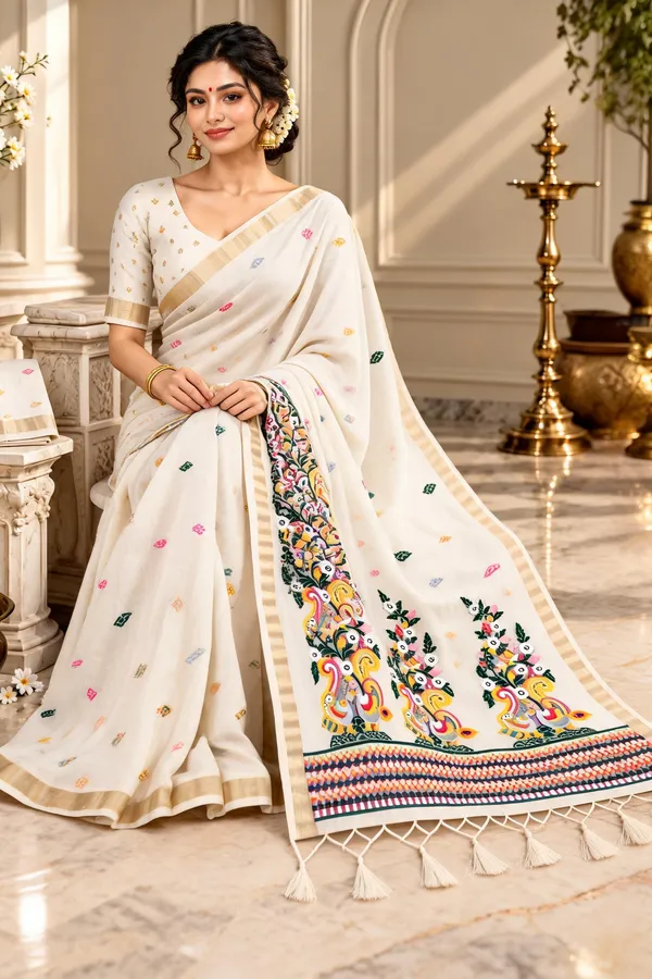 Cream_Printed_Saree_For_Women