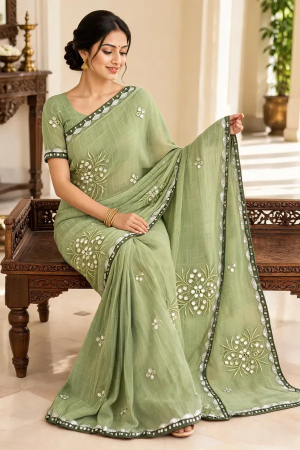 Green_Embroidered_Saree_For_Women