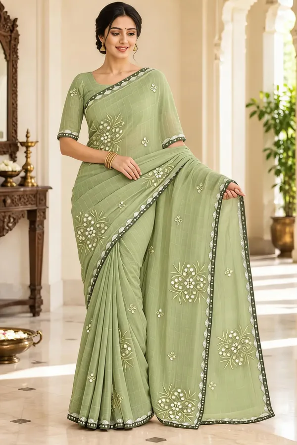 Green_Embroidered_Saree_For_Women