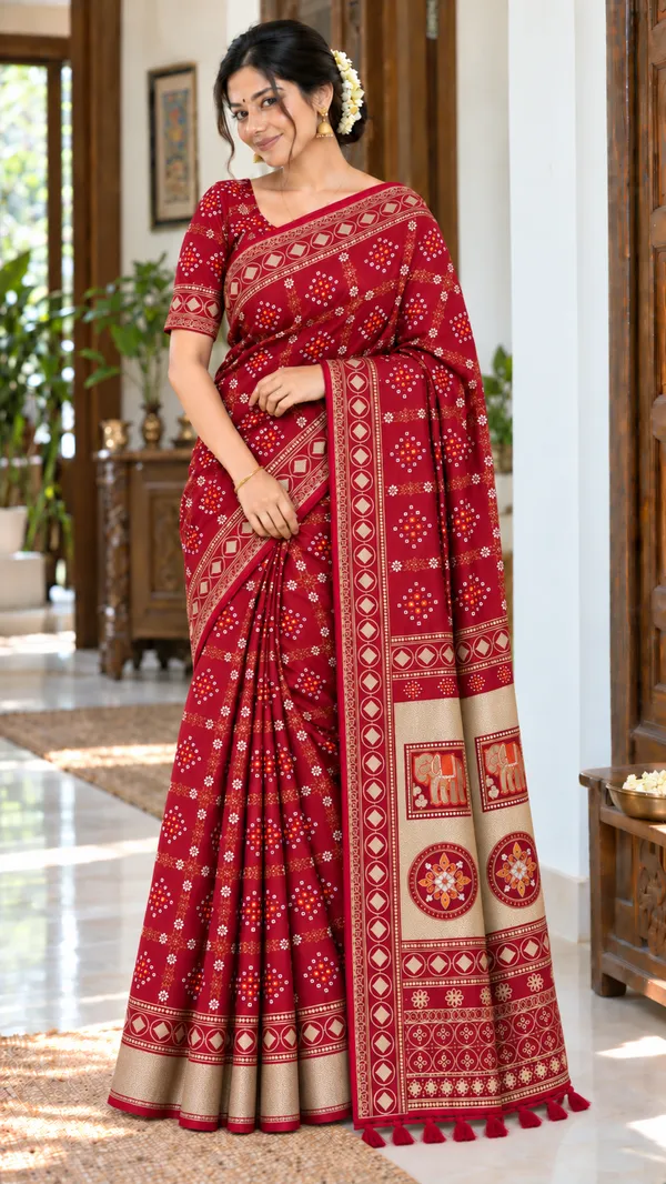 Red_Printed_Saree_For_Women