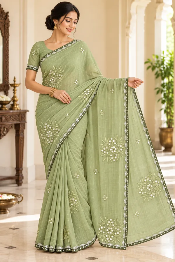 Green_Embroidered_Saree_For_Women