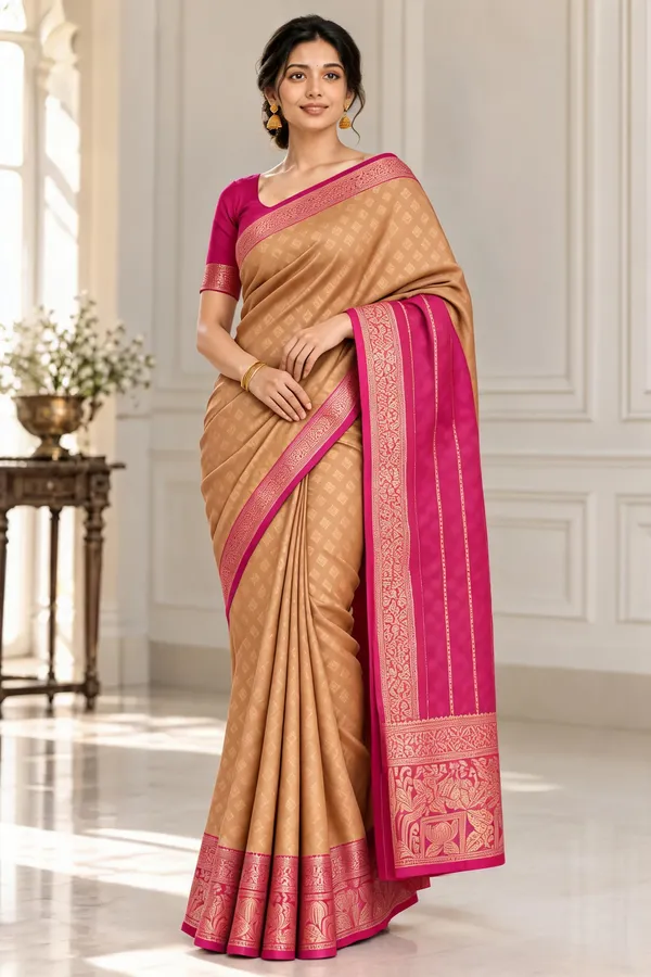 Tan_Silk_Traditional_Saree_For_Women