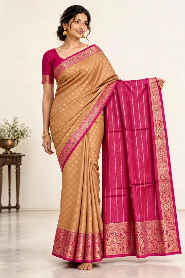 Tan_Silk_Traditional_Saree_For_Women