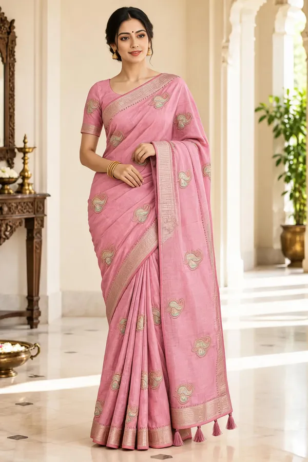 Pink_Embroidered_Saree_For_Women