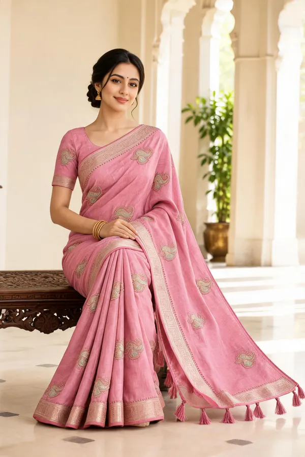Pink_Embroidered_Saree_For_Women