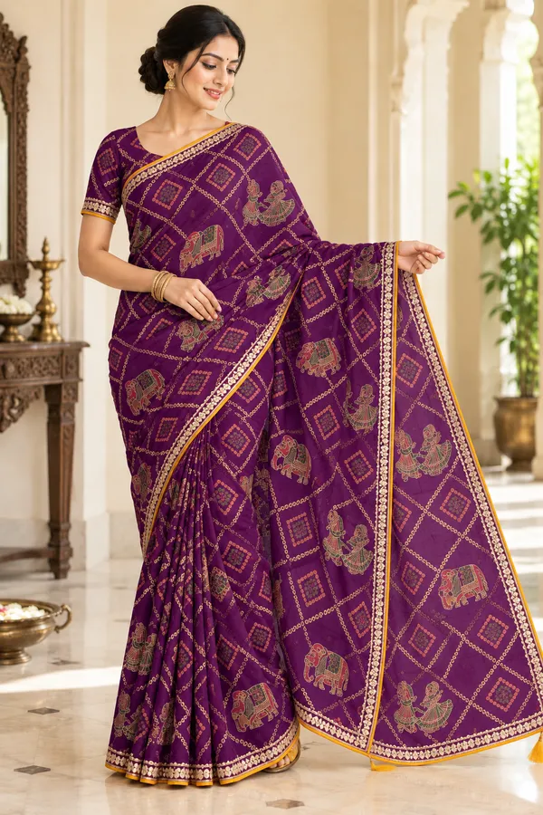 Purple_Printed_Saree_For_Women