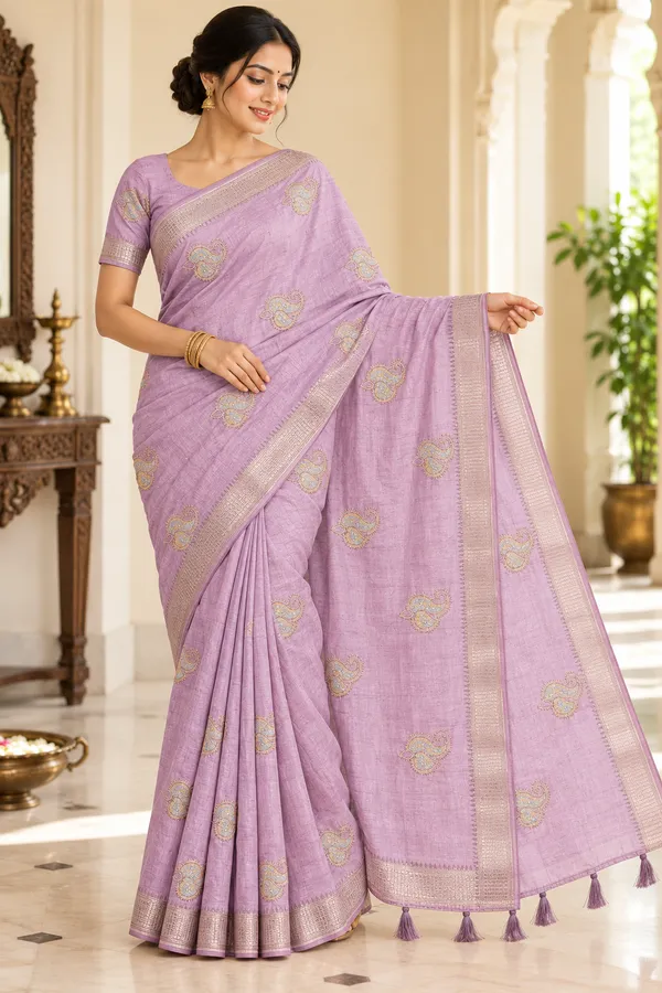 Lavender_Floral_Woven_Saree_For_Women