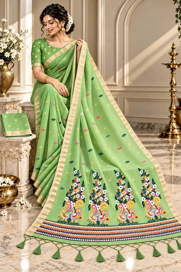 Green_Printed_Saree_For_Women