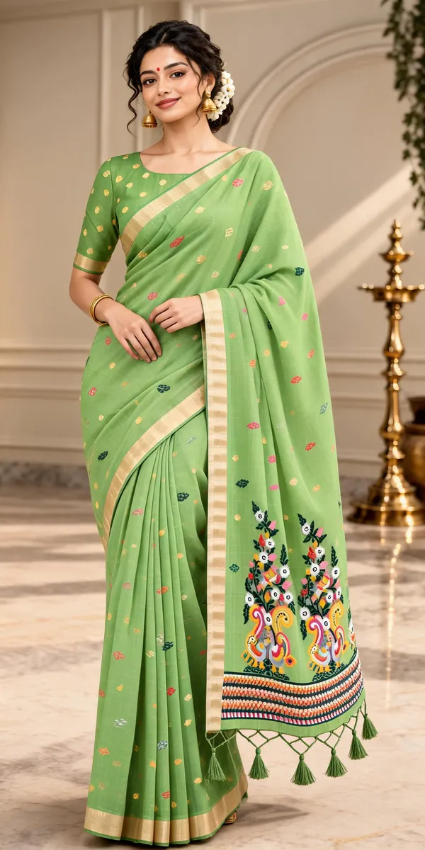 Green_Printed_Saree_For_Women