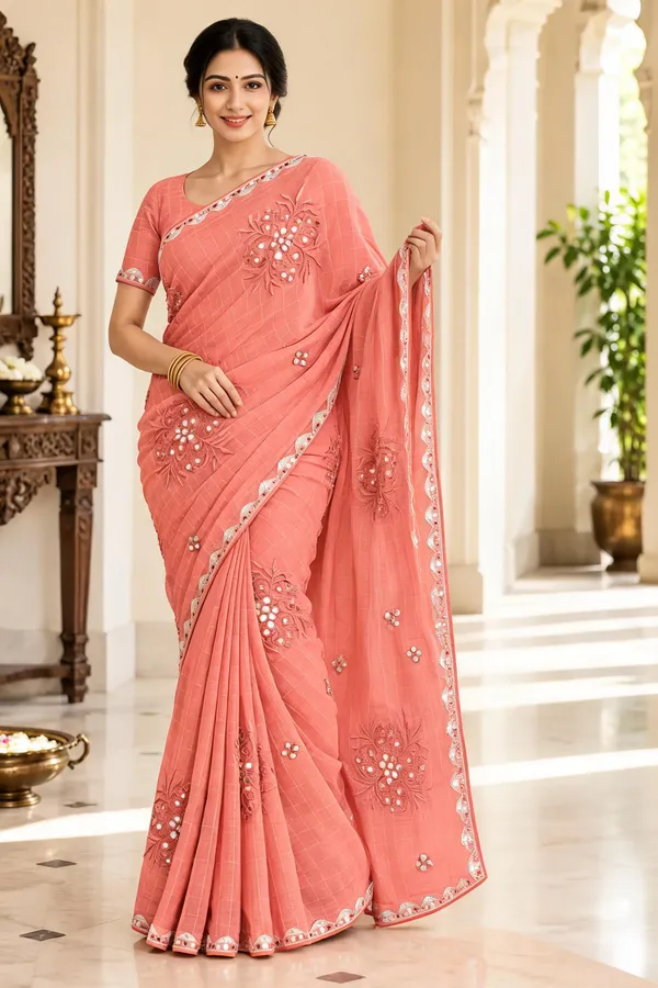 Peach_Embroidered_Saree_For_Women