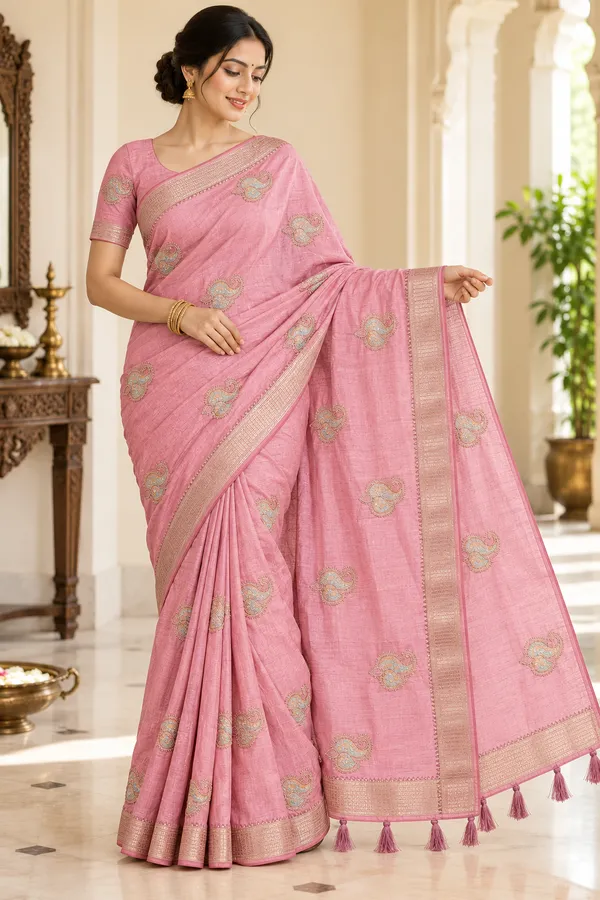 Pink_Embroidered_Saree_For_Women