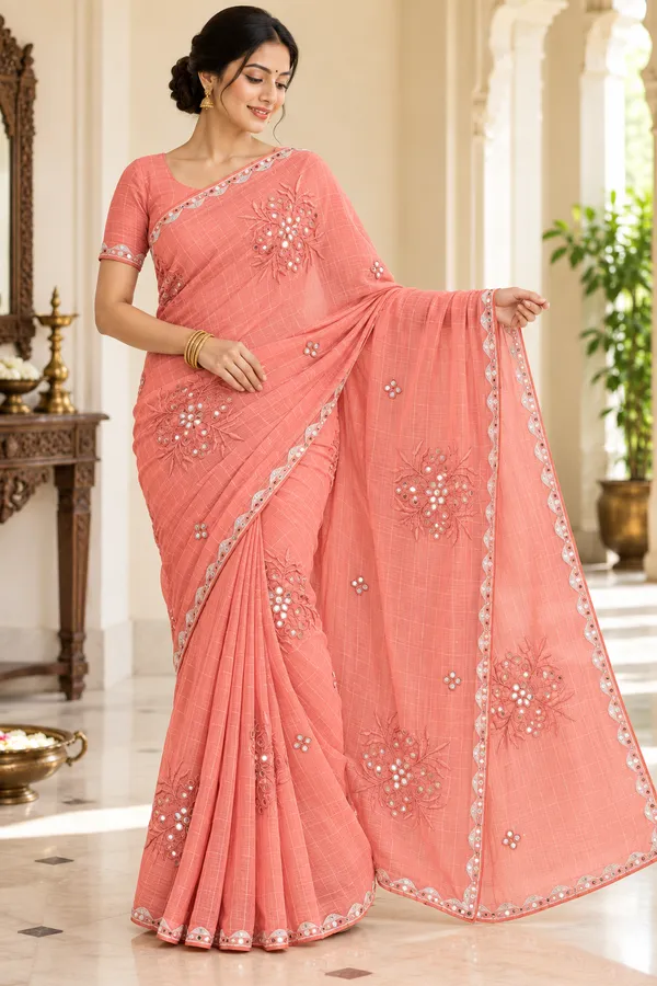 Peach_Embroidered_Saree_For_Women