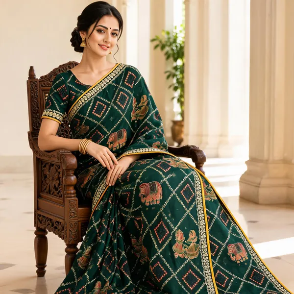 Green_Printed_Saree_For_Women