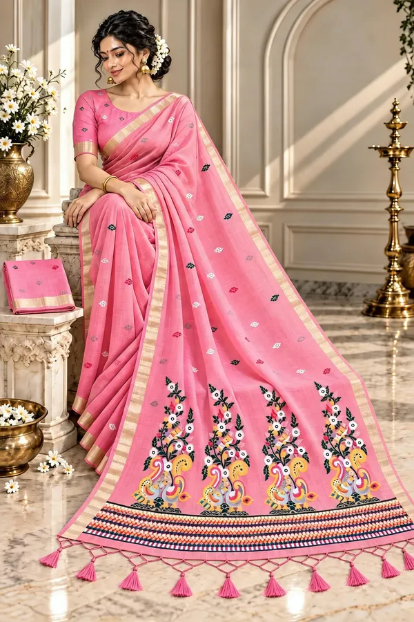 Pink_Printed_Saree_For_Women