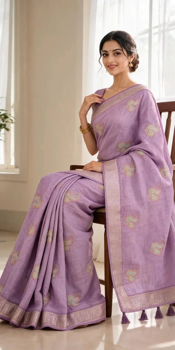 Lavender_Floral_Woven_Saree_For_Women