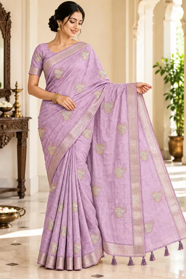 Lavender_Floral_Woven_Saree_For_Women