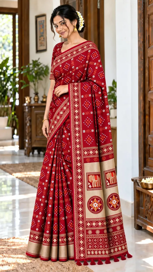 Red_Printed_Saree_For_Women