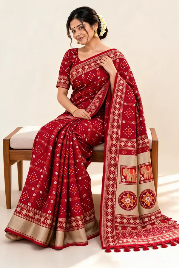 Red_Printed_Saree_For_Women