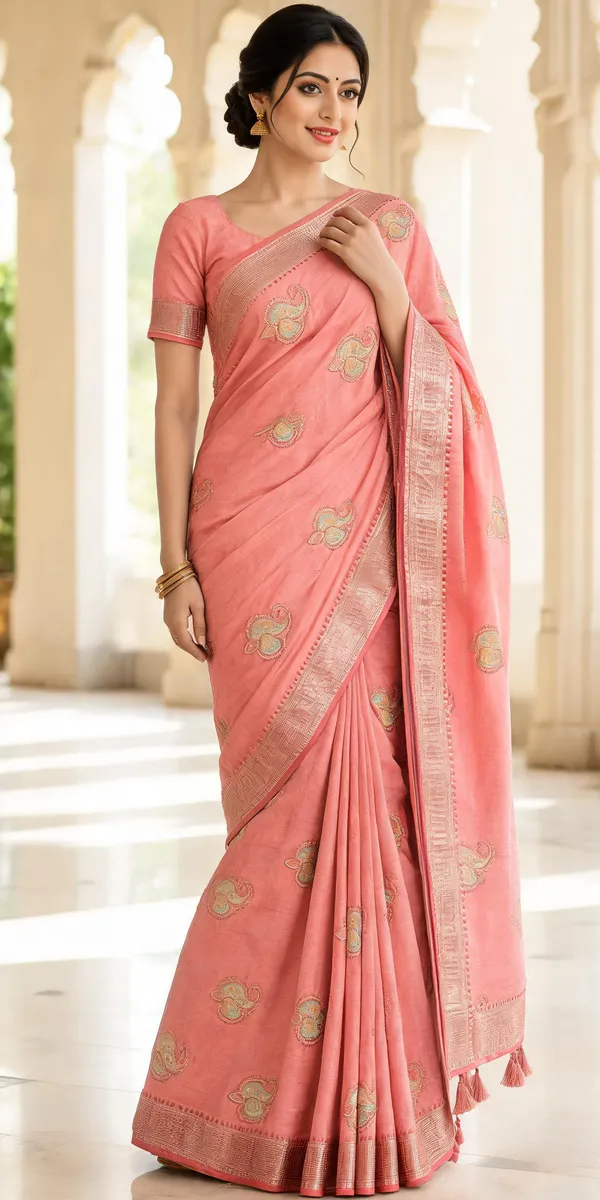 Peach_Printed_Saree_For_Women