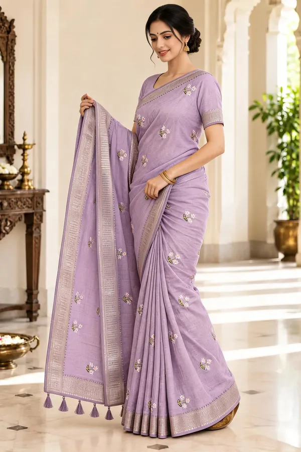 Lavender_Floral_Embroidered_Saree_For_Women